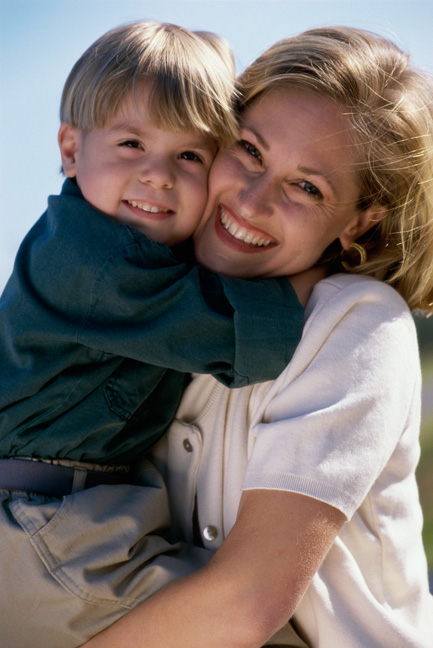 Happy mother and son