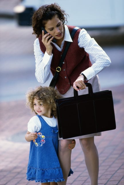 Mom heading to work with daughter