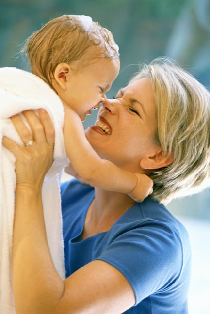 Mother and infant bonding after a bath