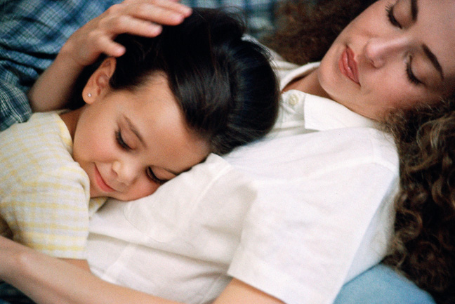 mother holding child