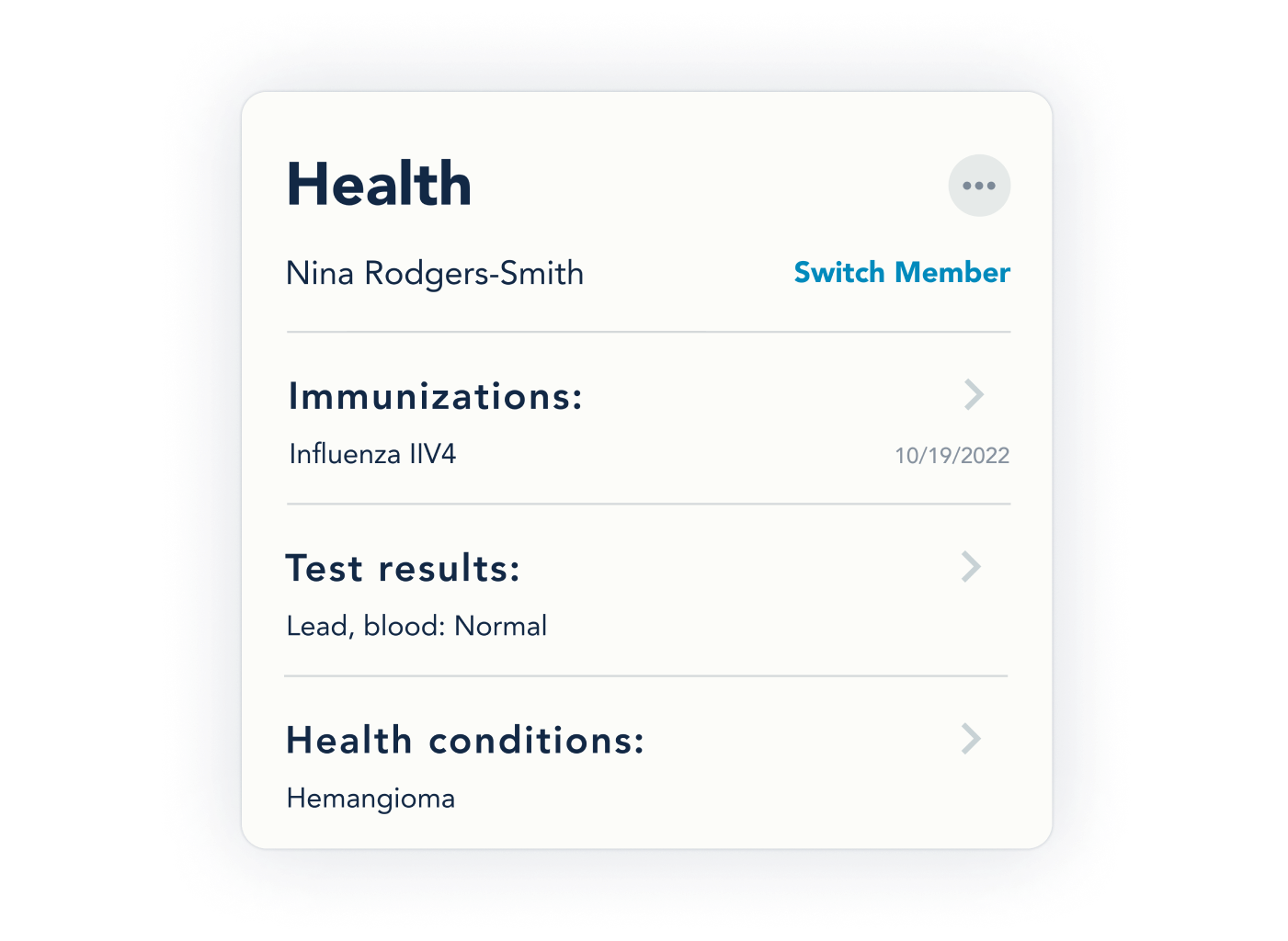 Image of the Health section of the OurFamilyWizard Info Bank