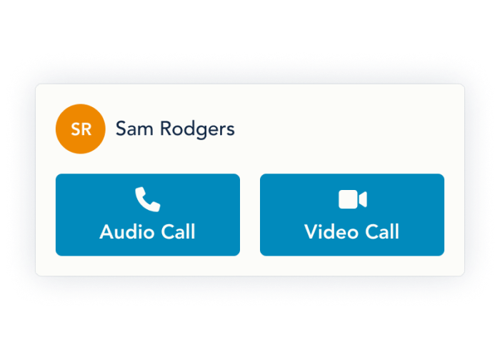 Buttons for making audio and video calls on OurFamilyWizard