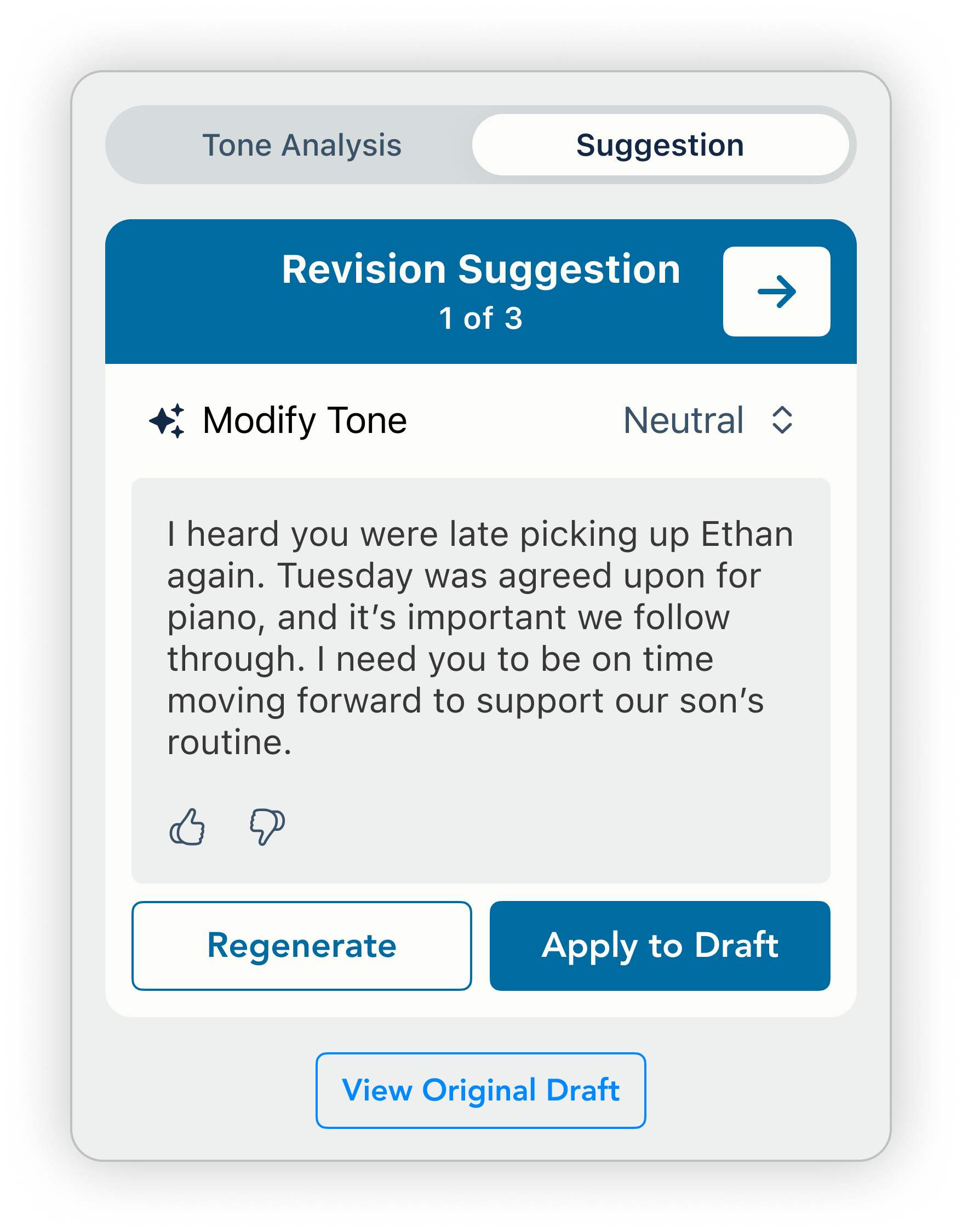 Writing Assistant Suggestion