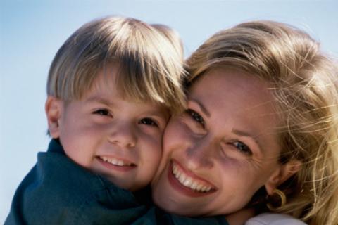 Happy mother and son