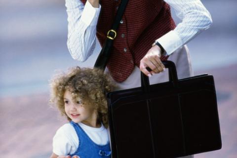 Mom heading to work with daughter