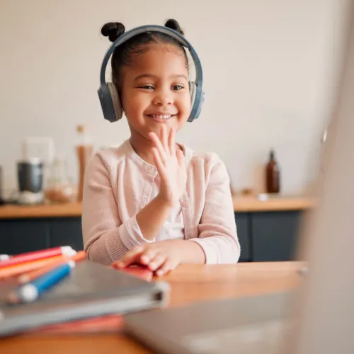 Little girl on video call. 