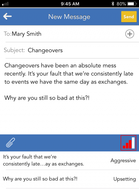 Tap the Tonemeter™ icon to view flagged statements.
