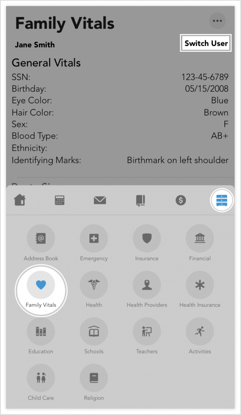 Family Vitals Entries