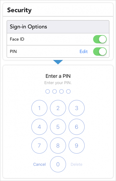 Managing an Easy Access PIN Code, Parents - Mobile