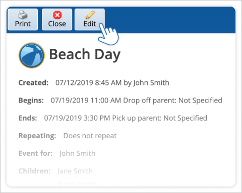 Editing or Deleting a One-Time Event