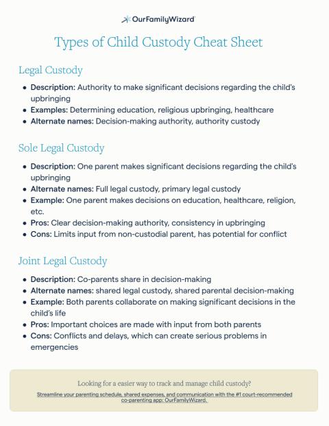 Types of Custody Cheat Sheet