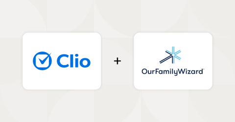 Logos for the brands Clio and OurFamilyWizard