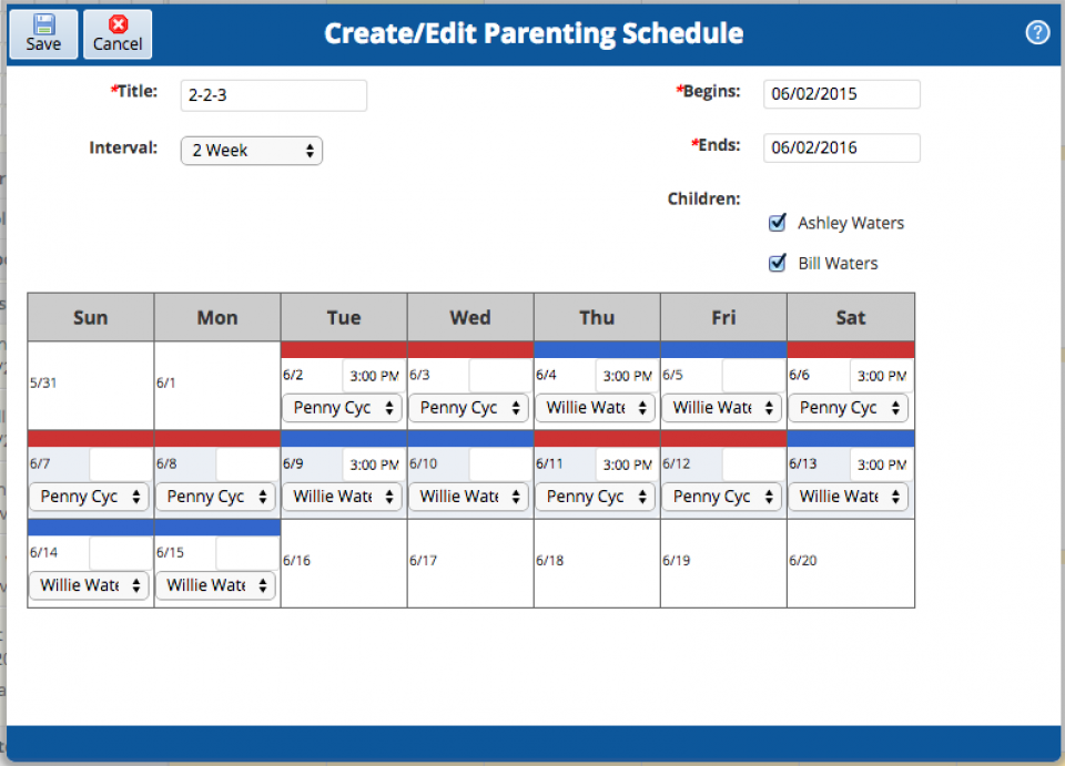 Parenting Schedules OurFamilyWizard
