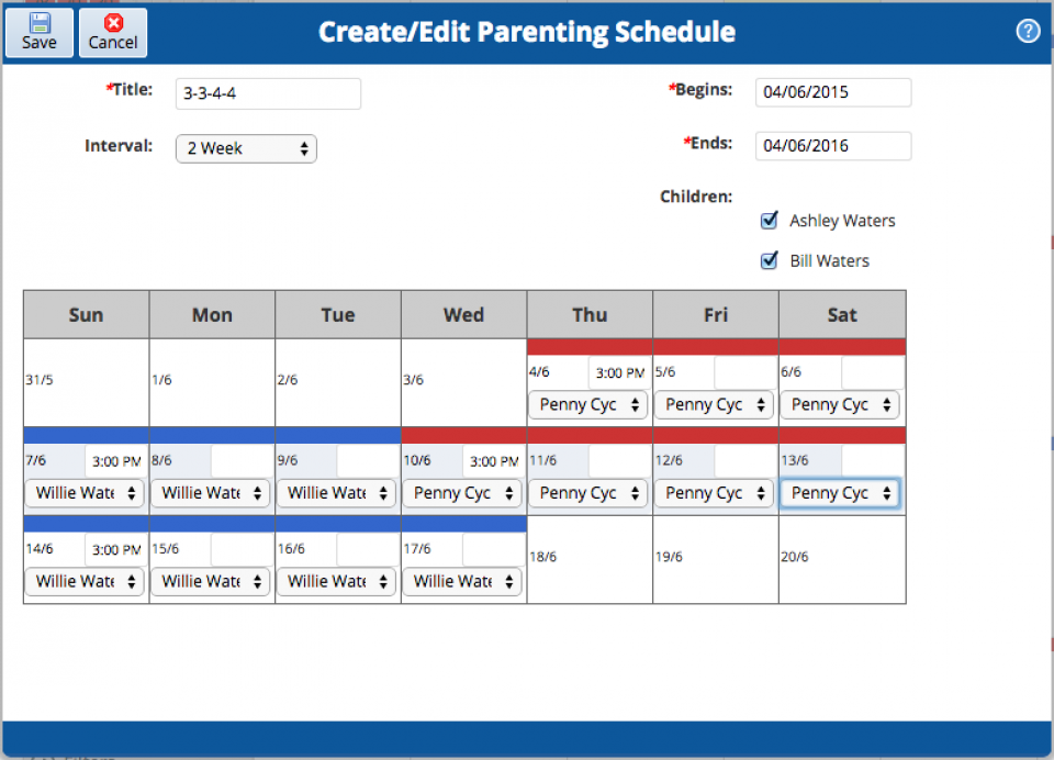 Parenting Schedules OurFamilyWizard