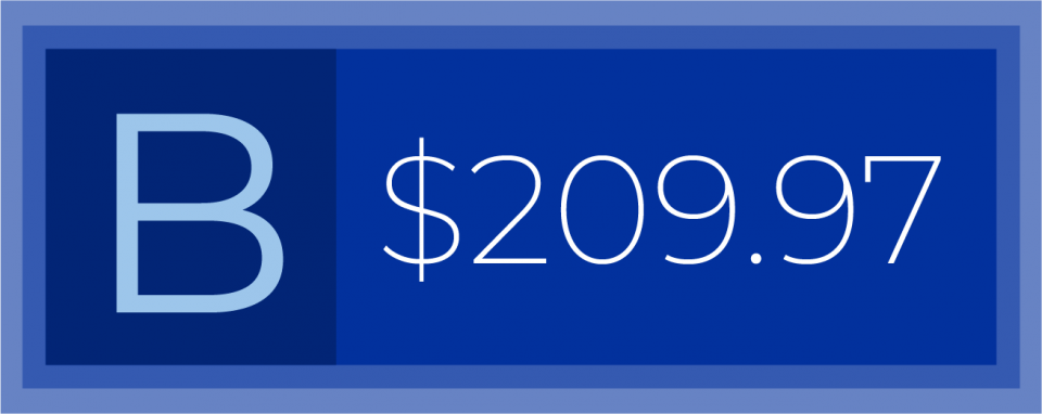 Package B price is $209.97