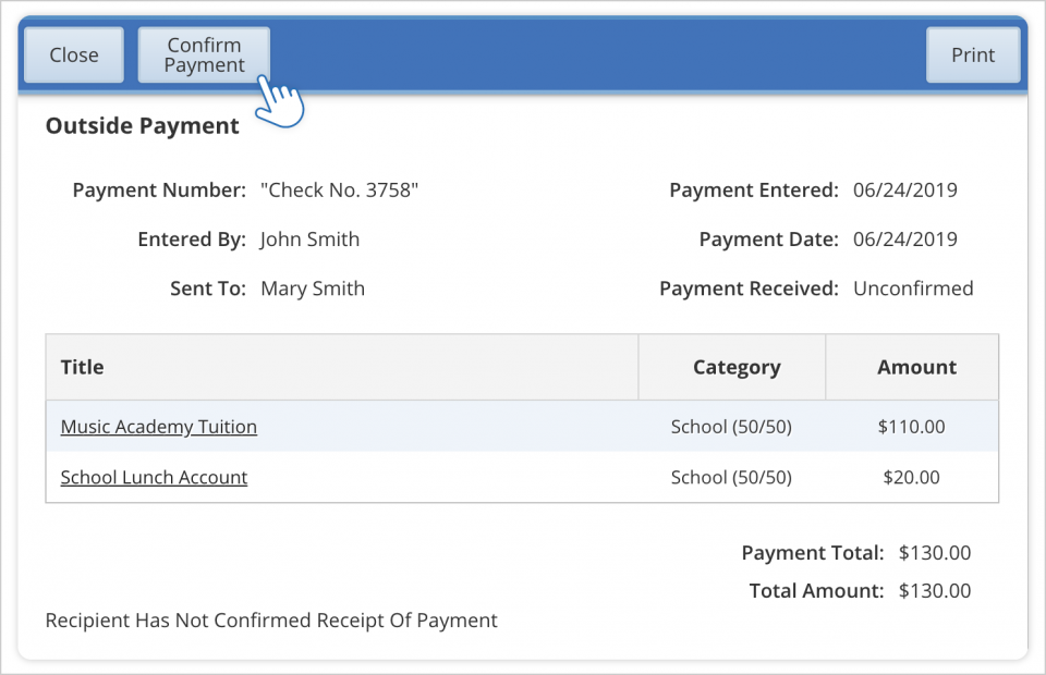 Confirming a Payment
