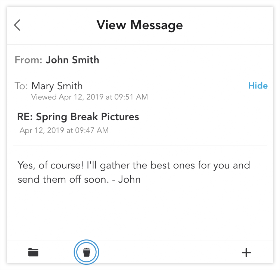 Deleting a Message | Parents - Mobile | OurFamilyWizard