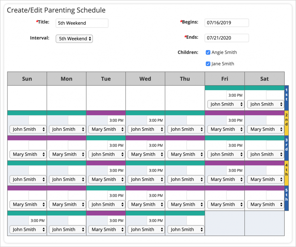 Download Every other weekend child custody schedule For Free