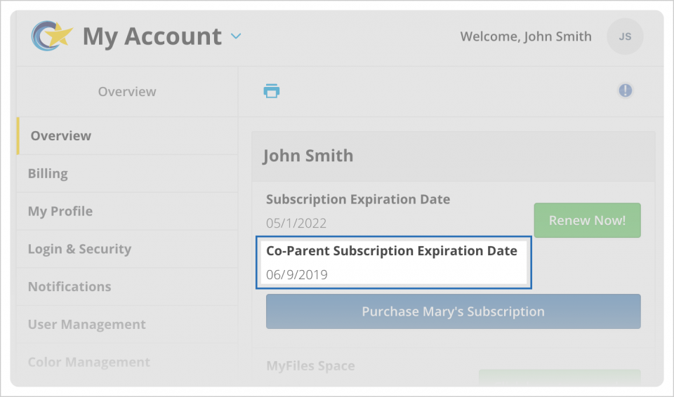 Viewing Your Co-Parent's Subscription Expiration Date
