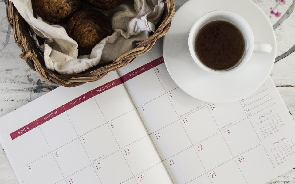 picture of custody calendar on table with coffee 