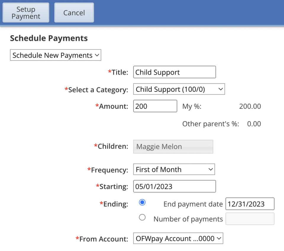 parents - website - scheduled payment