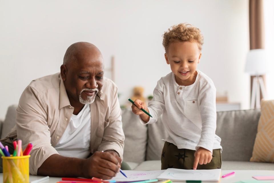 Grandpa and grandson coloring. 