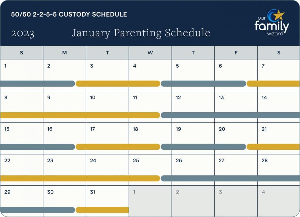 Downloadable 2-2-5-5 parenting schedule template