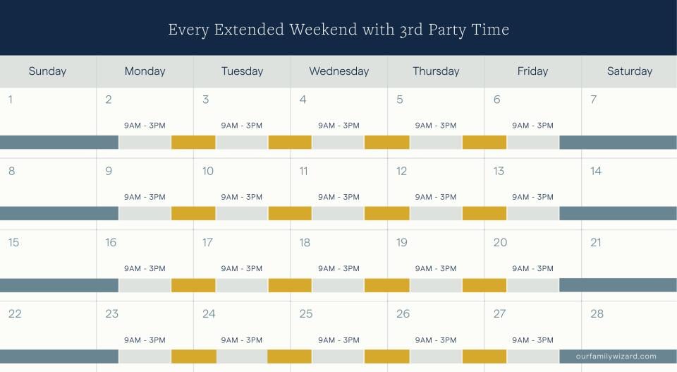 Example of an every other week schedule with third party time