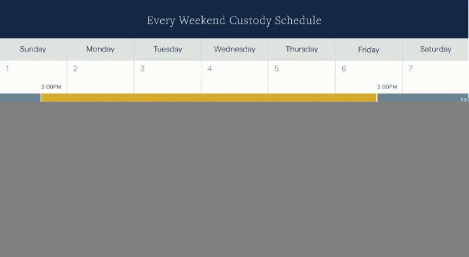 Every Weekend Custody Schedule
