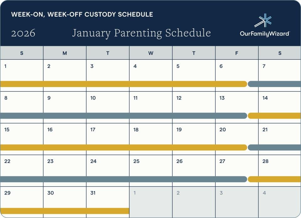 Week-on-week-off custody schedule image